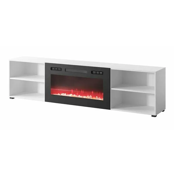 Cama MEBLE Comoda TV Cama Meble Polo 200x33x50,5, Alb cu semineu Negru