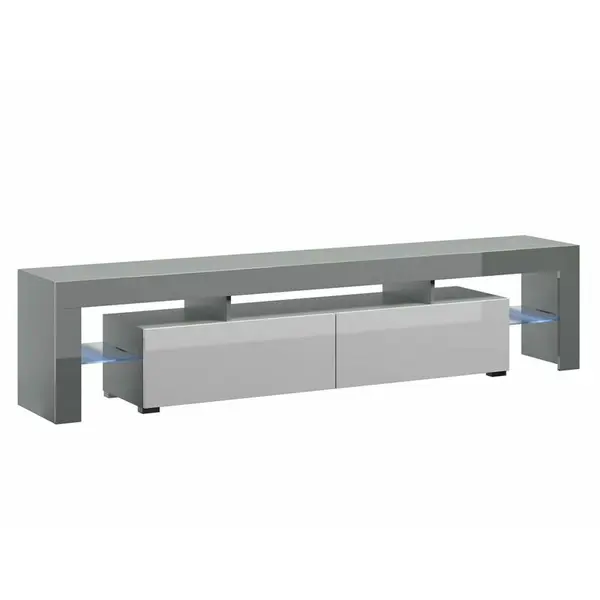 Cama MEBLE Comoda TV Cama Meble Toro 200, Gri-Alb lucios
