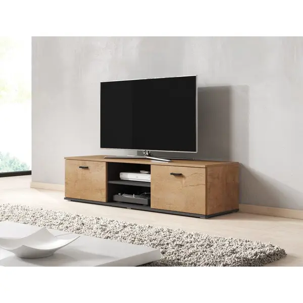 Cama MEBLE Comoda TV din pal si MDF, Cama Meble SOHO 140, Soho Stejar / Negru