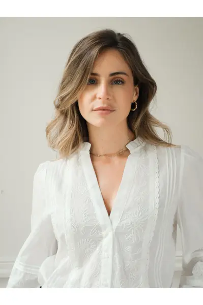 Camasa alba din bumbac cu broderie 4933T M9