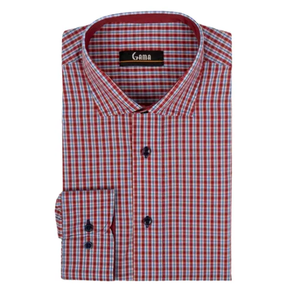 Camasa barbati 24-1924 Slim Fit, bordo/albastru carouri, Gama | marimea 37/38