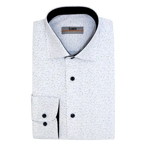Camasa barbati CONFORT DND Y24-01 Slim Fit, alb/imprimeu bleumarin, Gama | marimea 37/38