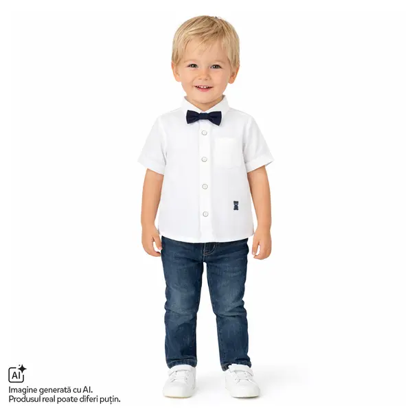 Camasa copii Chicco cu papion, Alb cu model, 01710-70MFCO