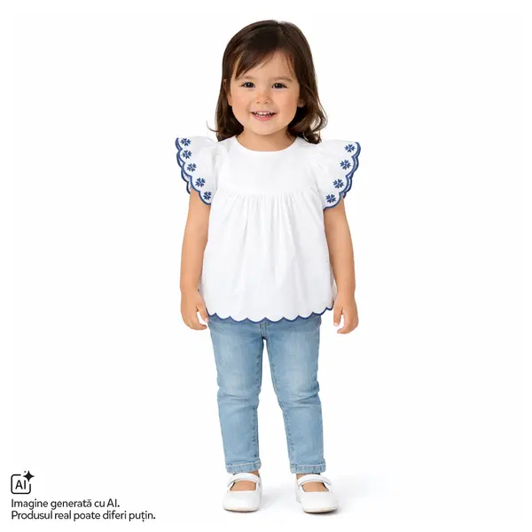 Camasa copii Chicco din poplin, Alb cu albastru, 01857-70MFCO