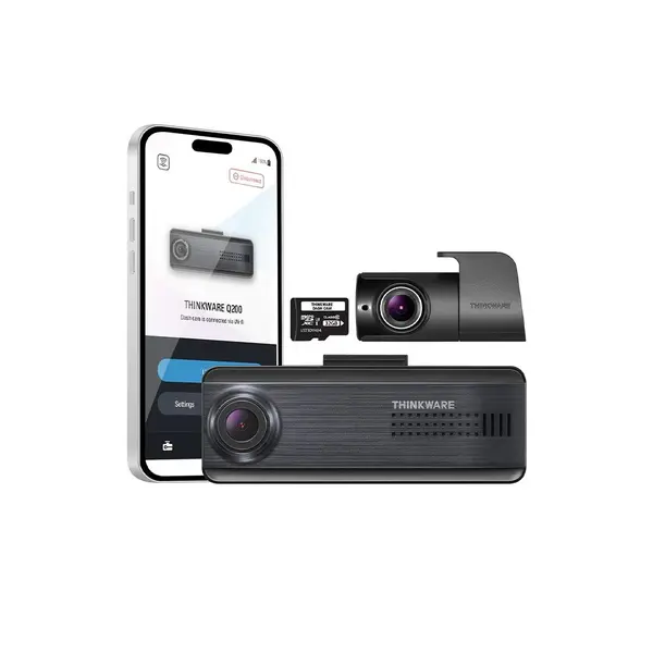 Camera auto fata/spate Thinkware Q200 2CH, 4 MP, WiFi, Bluetooth, mod parcare, hardwire, card 32 GB
