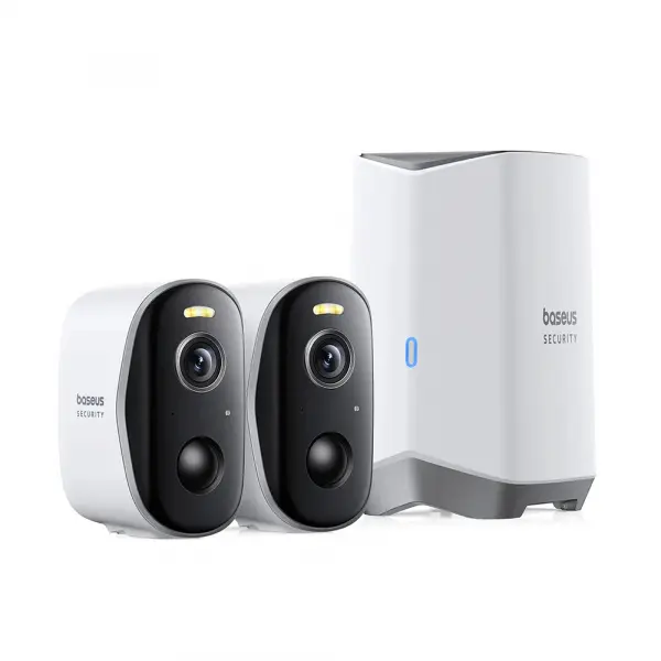 Camera de Supraveghere Baseus N1, Wi-Fi, 2K, IP67, Exterior, Set 2 bucati A00061900113-01