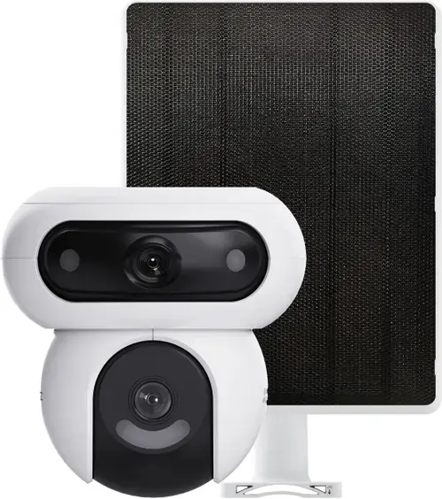 Camera de supraveghere cu rotatie duala si panou solar Ezviz CS-HB90/SP(4MP+4MP), Wi-Fi, 2K x2, Full Color, functii AI detectie umana - vehicule, audio bidirectional, vedere panoramica, rotire-inclinare din aplicatie, slot card microSD