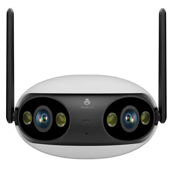 Camera de supraveghere dubla, F2, 4MP, 2K Ultra HD, WiFi + PoE, 5X zoom, 180°, comunicare bidirectionala, IP66, stocare card/cloud, senzor miscare, alb
