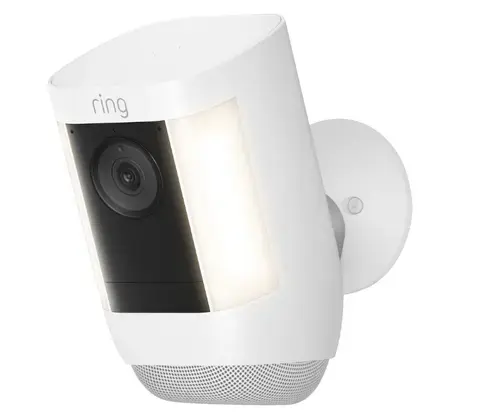 Camera de supraveghere exterior Ring Spotlight Cam Pro Battery, 1080P, Wi-Fi, Microfon, Difuzor, LED incorporat, Amazon Alexa (Alb)