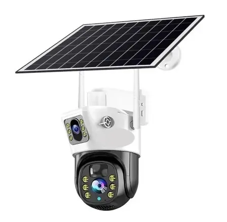 Camera de supraveghere Solara 4K HD 8MP WiFi V380 Senzor de Miscare si Lentile Duble