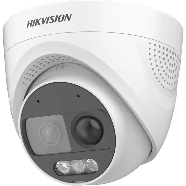 Camera de supraveghere Turbo HD ColorVU, 2MP, 2.8mm, PIR, LED 20m, Microfon, Difuzor, Alarma Acustica si optica cu LED Rosu - Albastru, DS-2CE72DF3T-PIRXOS-2.8mm