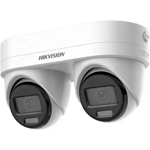 Camera de supraveghere video exterior Hikvision DS-2CD2346G3D-IZ2UY/SL(2.8/4MM), Dublu Turret, 4 MP 2688x1520, 2.8/4 MM, IR 30m, Mcirofon, Difuzor, PoE, IP67