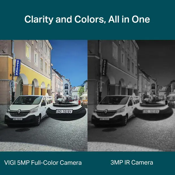 Camera IP Bullet TP-Link VIGI C350, 5MP Full-Color, IR 30m si lumina alba 30m, lentila fixa 2.8mm/4mm/6mm, PoE, microfon si difuzor, IP67, VIGI C350(4MM)