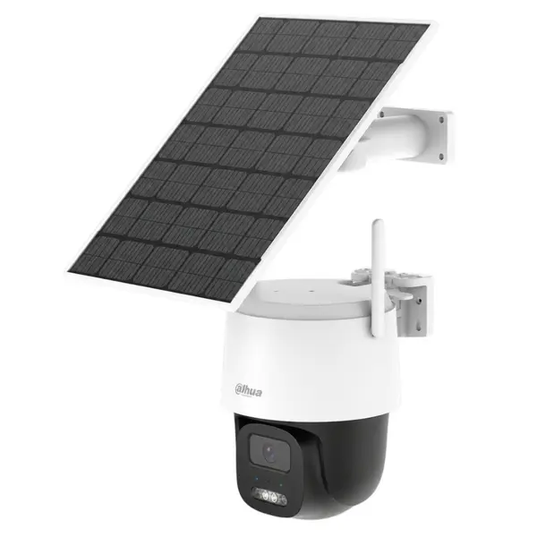 Camera IP PT Wi-Fi Dahua, 5MP, AOV, IR 30m, lumina calda 20m, lentila 3.6mm, detectie persoane si vehicule, audio bidirectional, Wi-Fi 6, baterie, MicroSD, IP66, BP5E