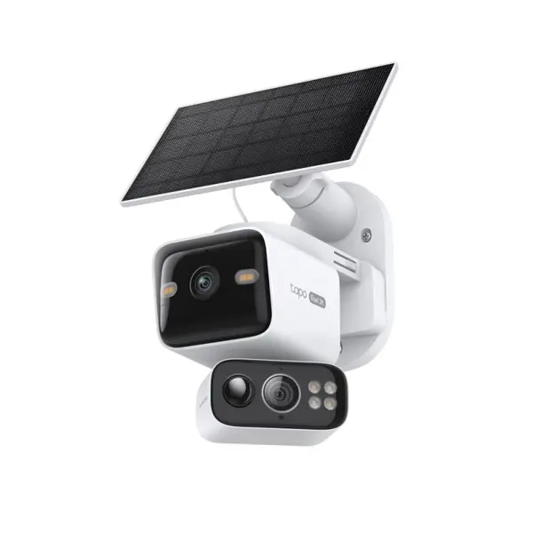 Camera IP Wi-Fi exterior Tapo, 2K 3MP + 2K 3MP, dual-lens Pan/Tilt, IR 10m si Color Night Vision, microfon si difuzor, sirena, microSD 512GB, baterie si panou solar, IP65, Tapo C645D KIT