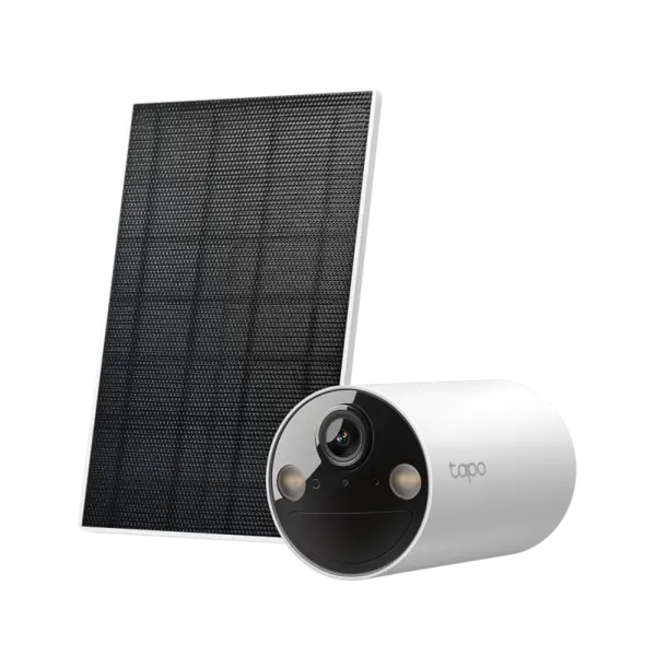 Camera IP wireless exterior TP-Link TC82 KIT, 3MP 2K, IR 9.1m si vedere color, lentila fixa 3.17mm, microfon si difuzor, panou solar, TC82 KIT