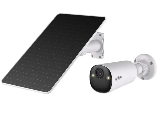 Camera supraveghere 4G cu panou solar Dahua KIT/BF4CP-4G-0210B-XL/M0508, 4MP, iluminare duala, detectie AI, PIR, AOV, alarma, slot microSD, baterie, IP66