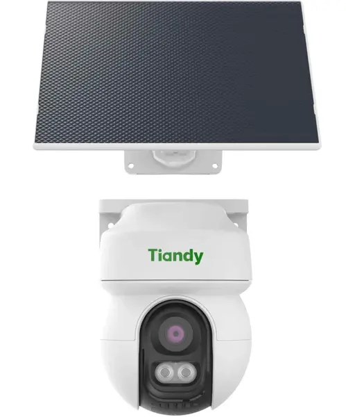 Camera supraveghere 4G cu panou solar Tiandy, 4MP, IR 30m, LED alb 15m, alarma, detectie AI, microSD, IP 65, TC-H343K 8DA-4