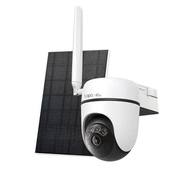 Camera supraveghere exterior 4G PT cu panou solar TP-Link Tapo C615G KIT, 3 MP, 4 mm, IR/lumina alba, detectie persoane/vehicule/animale, microfon si difuzor, acumulator, auto-tracking, alarma, slot card