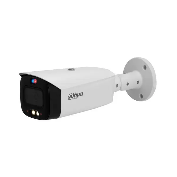 Camera supraveghere exterior IP cu iluminare duala Dahua WizSense Active Deterrence IPC-HFW3549T1-AS-PV-0280B-S5, 5MP, lumina alba/IR 30m, 2.8mm, microfon si difuzor, AcuPick, detectie miscare, sirena, slot card, PoE