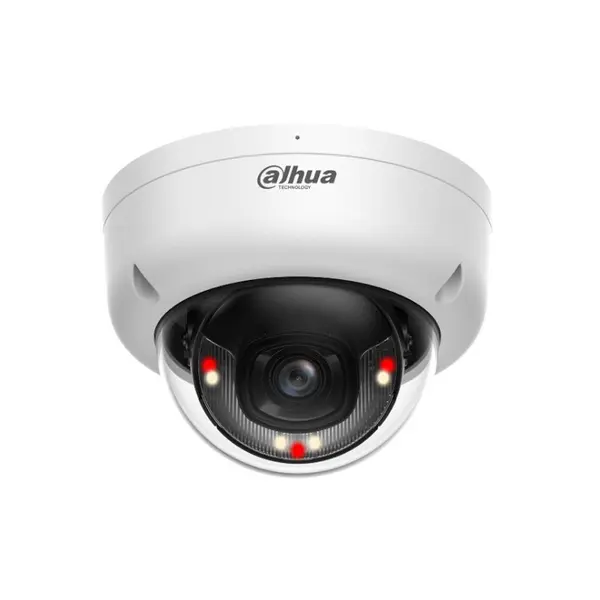 Camera supraveghere exterior IP Dome cu iluminare duala Dahua Smart Dual Light IPC-HDBW1839E1-A-IL, 8 MP, 2.8 mm, IR/lumina alba 30 m, microfon, PoE