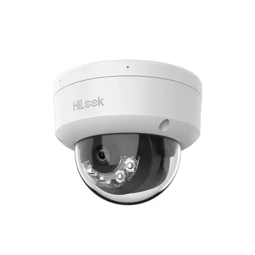 Camera supraveghere exterior IP Dome cu iluminare duala Hikvision HiLook IPC-D140HA-LUC, 4 MP, 2.8 mm, IR/lumina alba 20 m, microfon, PoE