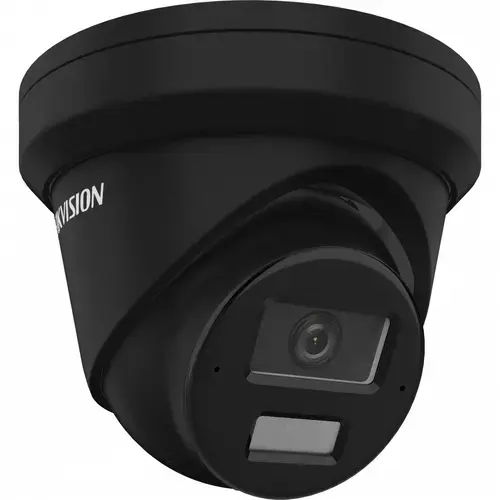 Camera supraveghere exterior IP Dome cu iluminare duala Hikvision AcuSense DS-2CD2343G2-LI2U(2.8MM)/BK, 4 MP, 2.8 mm, IR/lumina alba 30 m, microfon, slot card, PoE