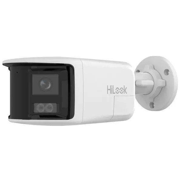 Camera supraveghere exterior IP panoramica cu iluminare duala Hikvision HiLook IPC-B480HAD-LUF/SL, 8 MP, 2 mm, IR/lumina alba 30 m, microfon / difuzor