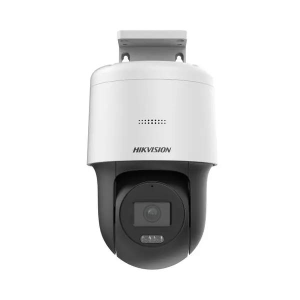 Camera supraveghere exterior IP PTZ Speed Dome DarkFighter Hikvision DS-2DE2C400MW-DE(F1)(S7), 4 MP, 4 mm, IR/lumina alba 30 m, microfon/difuzor, slot card, PoE