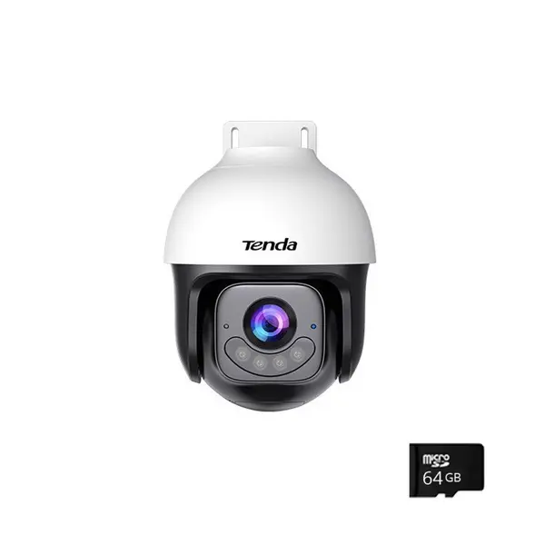 Camera supraveghere exterior WiFi cu iluminare duala Tenda CH7-WCA, 5 MP, 4 mm, 2.4 GHz, WiFi 6, IR si lumina alba 30 m, microfon si difuzor, alarma, card 64 GB inclus
