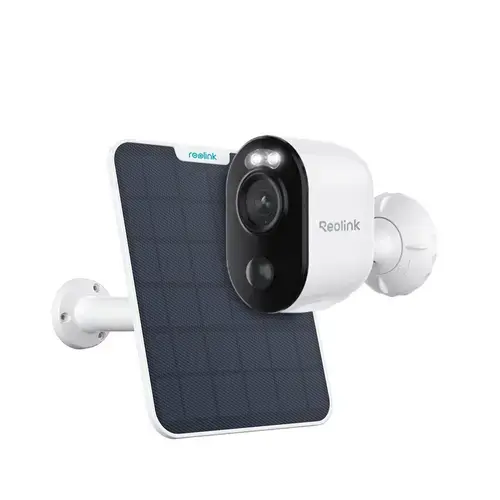 Camera supraveghere exterior wireless Reolink Argus B310 cu panou solar Reolink B310+SOLAR, 3 MP, 4 mm, IR / lumina alba 10 m, Wi-Fi, detectie persoane / vehicule / animale, acumulator 6000mAh, microfon, difuzor