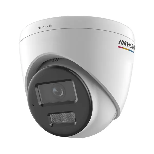 Camera supraveghere IP Dome cu iluminare duala Hikvision ColorVu DS-2CD1327G2H-LIUF/SL, 2MP, 2.8 mm, IR/lumina alba 30 m, microfon si difuzor slot card, ONVIF, PoE, lumina stroboscopica