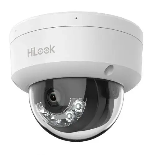 Camera supraveghere IP Dome cu iluminare duala Hikvision Hilook Smart Hybrid Light IPC-D140HA-LU, 4 MP, 2.8 mm, IR/lumina alba 30 m, microfon, PoE