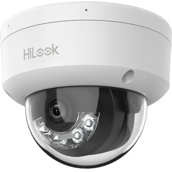 Camera supraveghere IP Dome cu iluminare duala Hikvision HiLook IPC-D140HA-LUC, 4 MP, 2.8 mm, IR/lumina alba 20 m, microfon, PoE