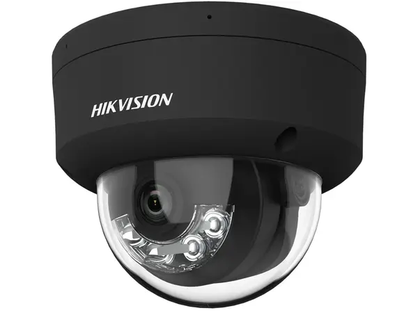 Camera supraveghere IP dome exterior Hikvision DS-2CD2143G2-LIS2U(2.8mm)BK, 4MP, 2.8mm, AcuSense, microfon, IR si LED 30m, slot card, PoE, IP67 IK10, aluminiu negru