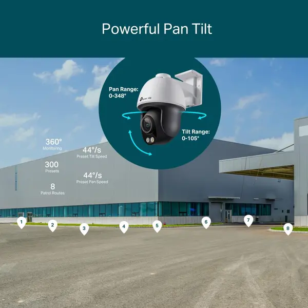 Camera supraveghere IP exterior rotativa, VIGI C540S, 4MP Full-Color, lentila 4mm, Dual Light 30m, detectare persoane si vehicule, audio bidirectional, microSD 512GB, PoE, alarma, ONVIF, IP66