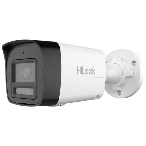 Camera supraveghere IP Hikvision HiLook IPC-B140HA-LUF/SL, 4MP, iluminare duala 30m, 2.8mm, microfon, difuzor, slot microSD, PoE, IP67