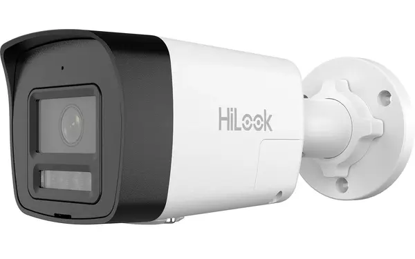 Camera supraveghere IP Hikvision HiLook IPC-B140HAP-LUF/SL, 4MP, 2.8mm, PoE, Iluminare duala 30m, Microfon si difuzor, IP67, Alarma, Slot pentru MicroSD
