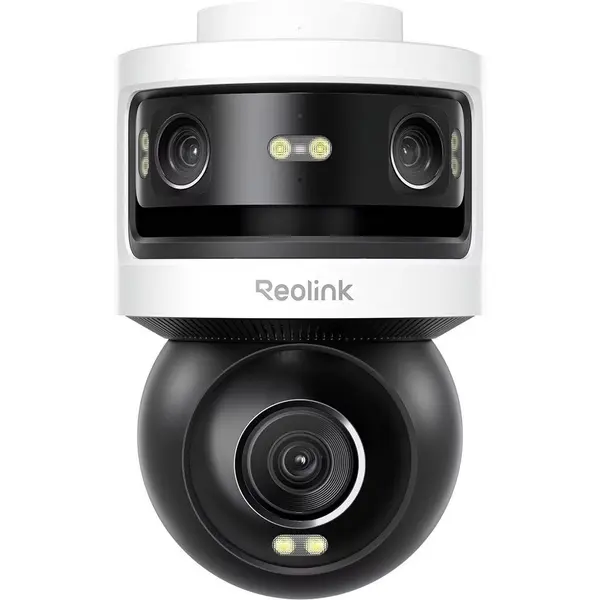 Camera supraveghere rotativa panoramica wireless IP WiFi PT cu lentila tripla Reolink OMVI 3i W931, 5+5+8MP, 2.8mm, 6mm, 2.4GHz/5GHz, IR/lumina alba 30 m, acoperire 360 grade, slot card, microfon si difuzor, auto tracking, detectie smart