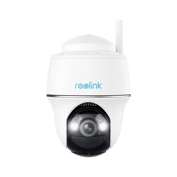 Camera supraveghere rotativa PT wireless WiFi Reolink Argus PT B430, 5 MP, pan si tilt, IR / lumina alba 10 m, microfon, difuzor, slot card, detectie persoane / vehicule / animale, acumulator 21.6 Wh