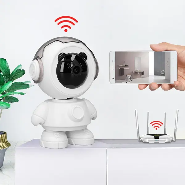 Camera Supraveghere Tip Robot, Wireless, 355° Rotatie, 1080P, Night Vision, Audio Bidirectional, Android/iOS