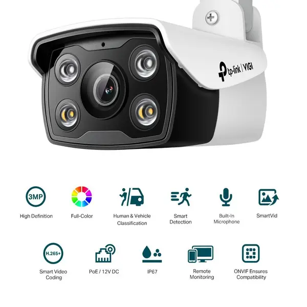 Camera supraveghere TP-Link IP 3MP IR 30m lentila 2.8mm microfon PoE - VIGI C330(2.8MM)