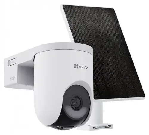 Camera supraveghere video exterior Ezviz HB8 Lite cu panou solar, 4MP, 2K+ (2560x1440), Wi-Fi, IP65 (Alb)