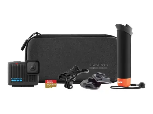 Camera video de actiune GoPro HERO 4K Specialty Bundle, 4K 30 fps, 12MP, Ecran LCD 1.76inch, Stabilizare HyperSmooth, Wi-Fi, Bluetooth, Card 64GB, Waterproof 5m (Negru)
