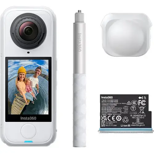 Camera video de actiune Insta360 X4 Air Starter Bundle, 8K 30 FPS, 29MP, 360°, Wi-Fi, Bluetooth, Giroscop 6 axe, 4 Microfoane, Active HDR, Timelapse (Alb)