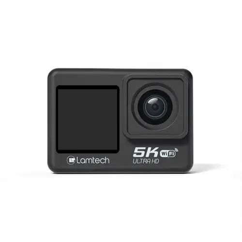 Camera video de actiune Lamtech LAM113232, 24MP, 5K, Ecran dual 2inch + 1.4inch, Waterproof 30 m (Negru)