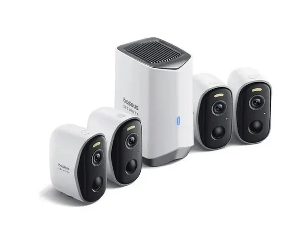 Camere supraveghere wireless cu baterie Baseus S0TY012131, Wi-Fi, 4x camere, 2K, iluminare duala, audio bidirectional, PIR, memorie interna 16GB, IP67