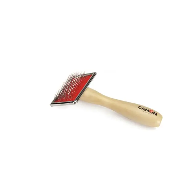 CAMON Perie cu maner de lemn, perie câini CAMON Perie cu maner de lemn, M, perie câini, 4.5x9cm