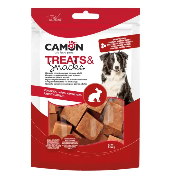 CAMON Rabbit Cubes, XS-XL, Iepure, punguță recompense câini, 80g