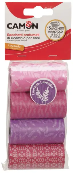 CAMON Saci coloraţi parfumaţi, ptr excremente, 4 role x 15 bucăţi